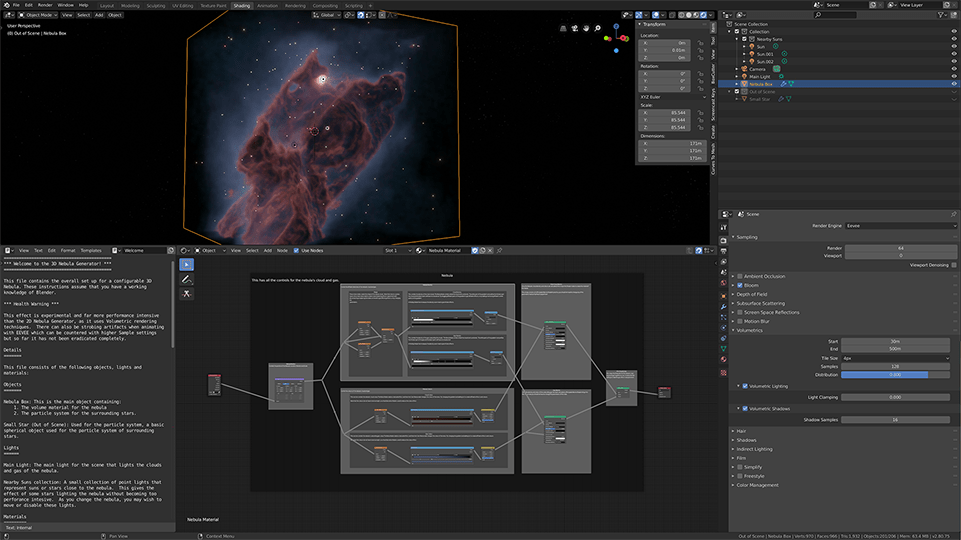 Nebula Generator – 生成星云（Nebula）的付费附加组件！面向 Blender 2.8 3D 化并更新支持 EEVEE！