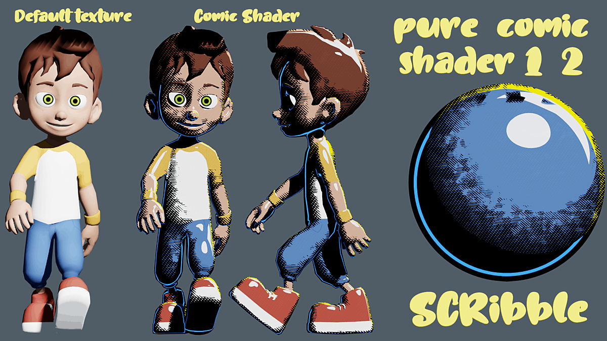 Pure-Comic Shader v1.2 – 可在 EEVEE 中运行的 Blender 漫画风着色器！