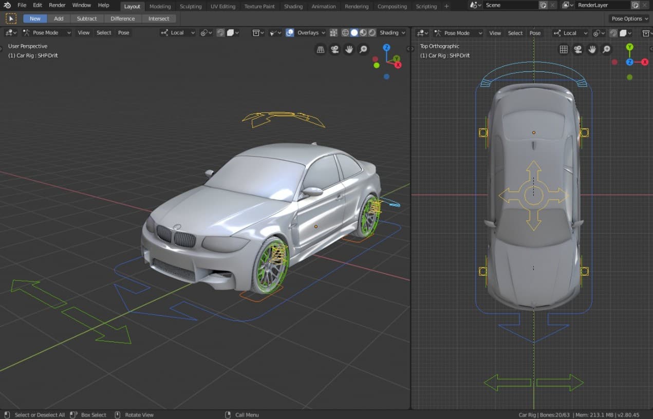 Rigacar v6.0 – 古老的 Blender 免费汽车绑定插件！Blender 2.83 适配版已公开