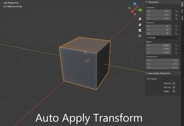 Auto Apply Transform Add-On For Blender – 自动在菜单中添加用于应用对象变换的复选框的免费插件！