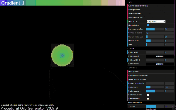 Procedural Orb Generator V0.9.9 – 可用于弹幕游戏的免费浏览器工具，可生成球体/子弹素材！