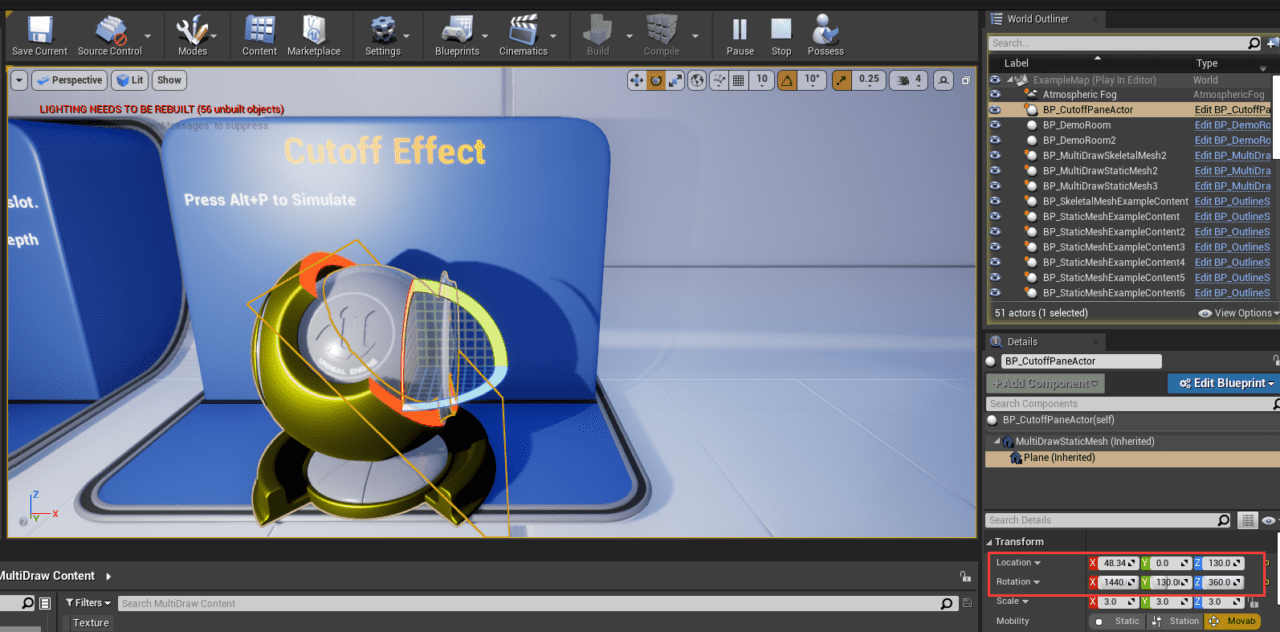MultiDraw – 使用 UnrealEngine 的 MeshDraw 框架，轻松实现无需后期处理的轮廓与截断效果的 UE5 插件！