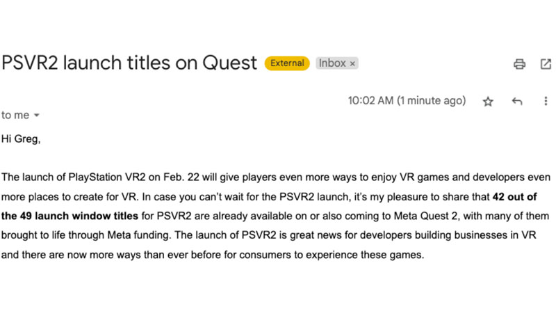 PSVR2首发游戏大都已登陆Quest，不少拿过Meta资助