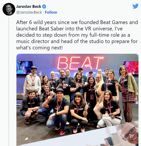《Beat Saber》创始人宣布离职，寻求新机会