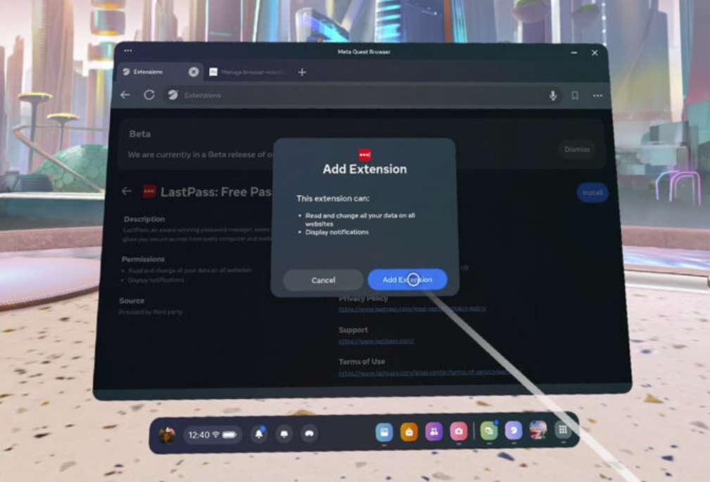 Quest Browser开始支持第三方浏览器插件功能