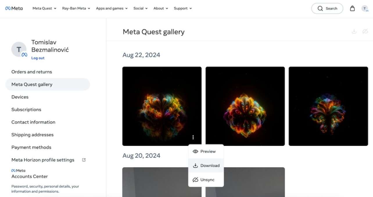 Meta现允许用户通过网页访问Quest图库