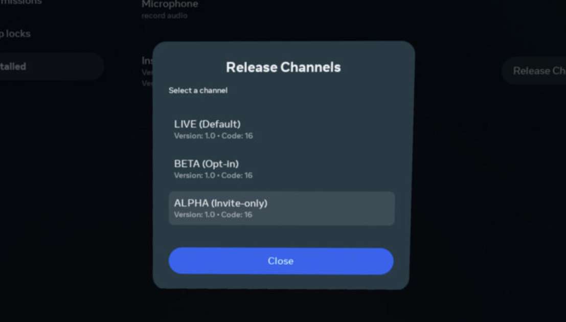 Meta开始允许开发者在Quest头显中选择不同开发版本测试