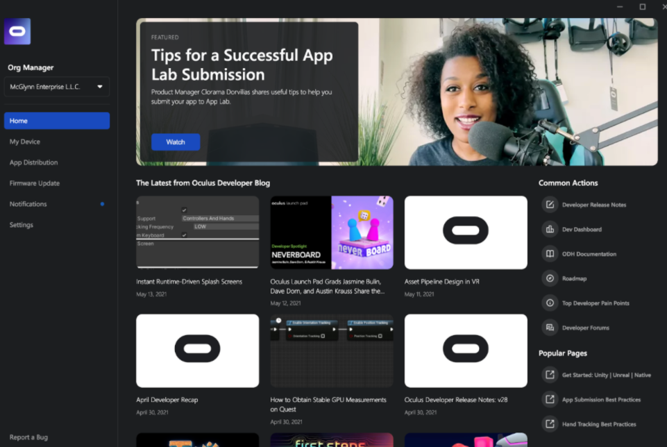Oculus开发者中心ODH发布v1.8版