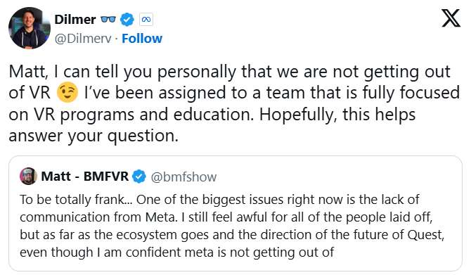 Meta开发者推广大使：我们不会退出VR