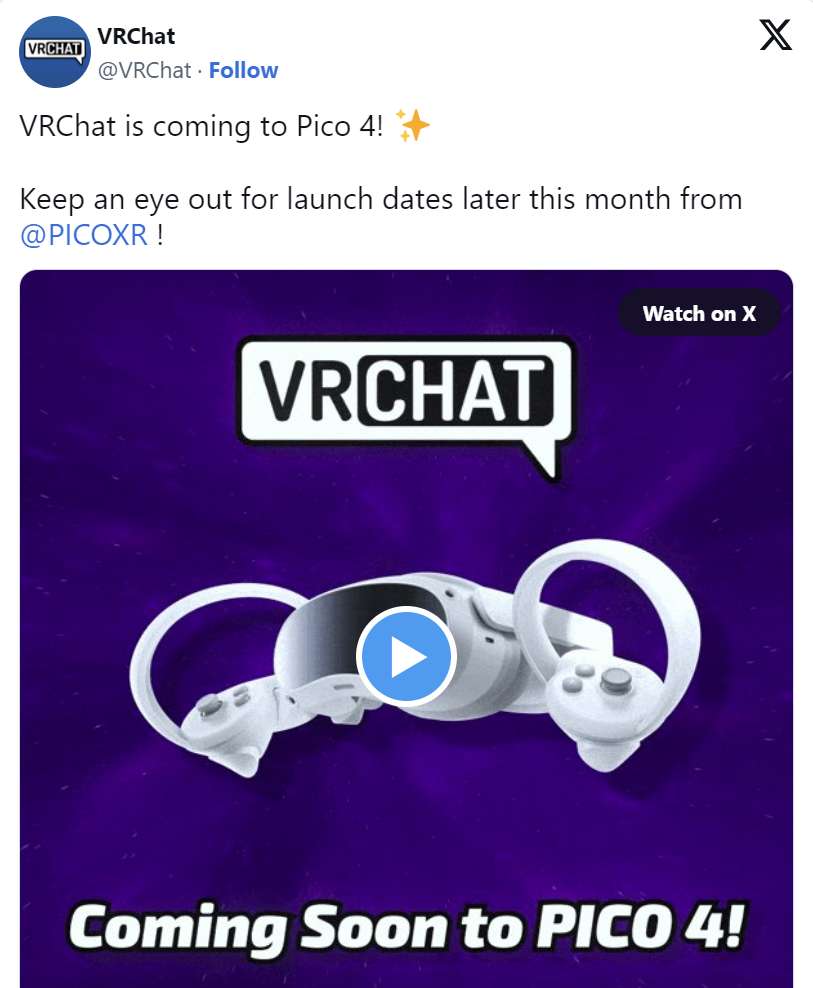 热门元宇宙社交平台VRChat登陆PICO Store
