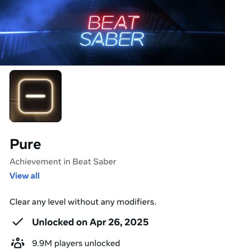 累计营收超3亿美元，《Beat saber》在3个月内增加20万解锁“Pure”成就