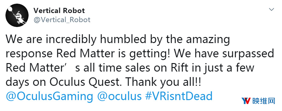 《Red Matter》：Quest版一周销量已超Rift版一年销量