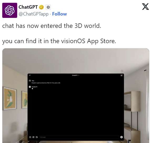 XR与AI结合的未来一睹，OpenAI为苹果Vision Pro带来ChatGPT