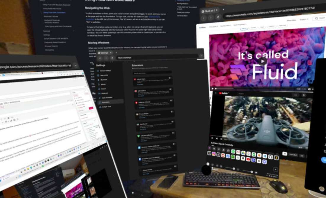 VR版Chrome浏览器Fluid发展迅速，添加了100多个扩展插件