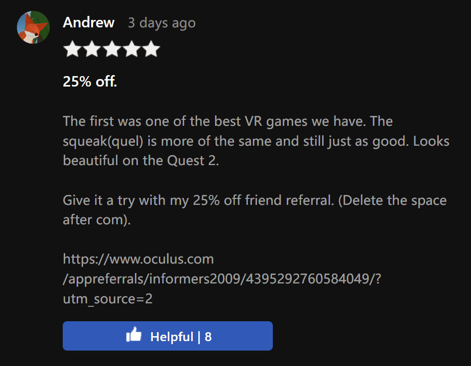 Meta着手清理Quest Store的垃圾评论