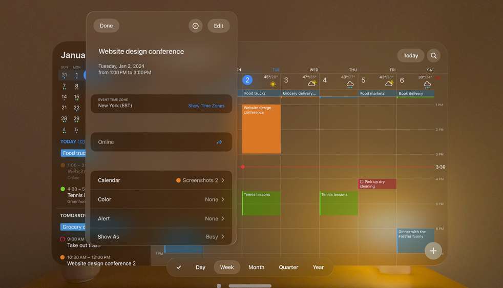 迄今最好的版本，日历应用Fantastical登陆苹果Vision Pro