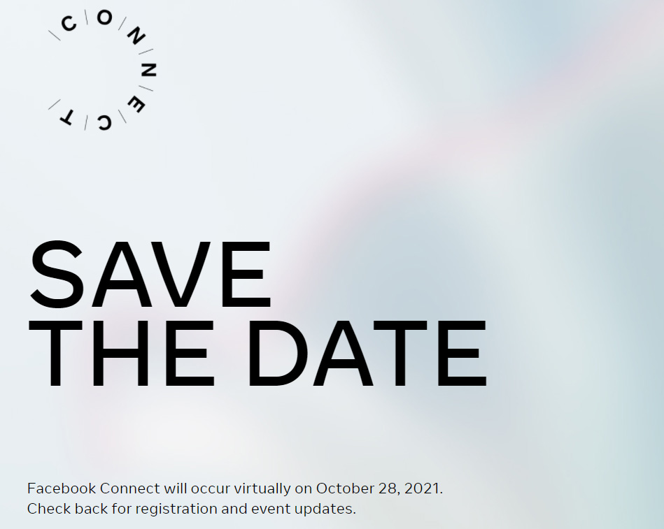 Facebook Connect 2021 大会定于10月28日举行