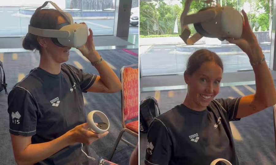 澳大利亚游泳运动员用VR来提高自己水平，备战巴黎奥运会