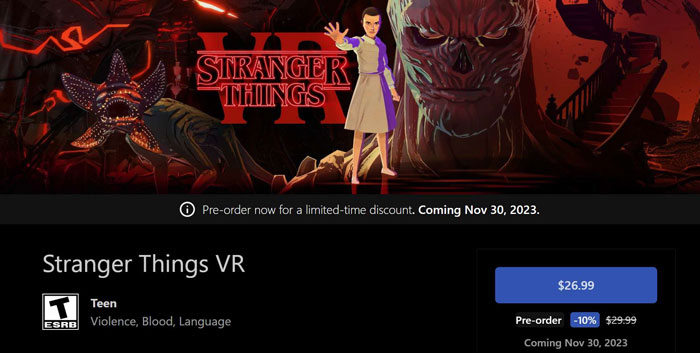 Netflix的《怪奇物语 VR》将于11月30日登陆Meta Quest