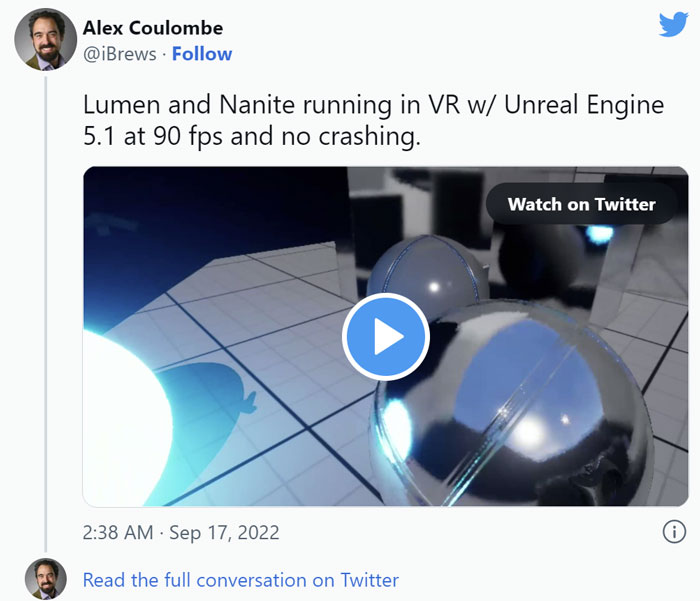 Unreal 5亮眼特性Nanite、Lumen已正式支持VR开发