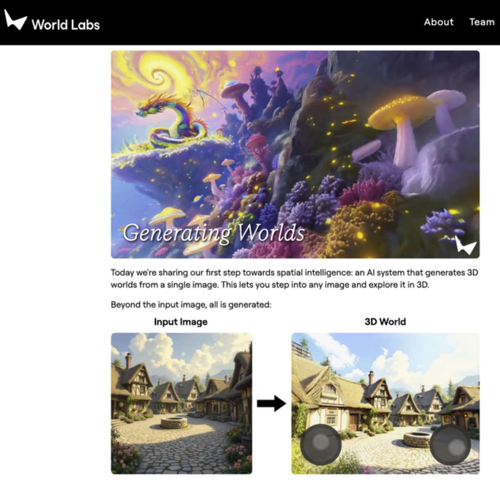 李飞飞公司World Lab分享通过单张图像生成三维世界